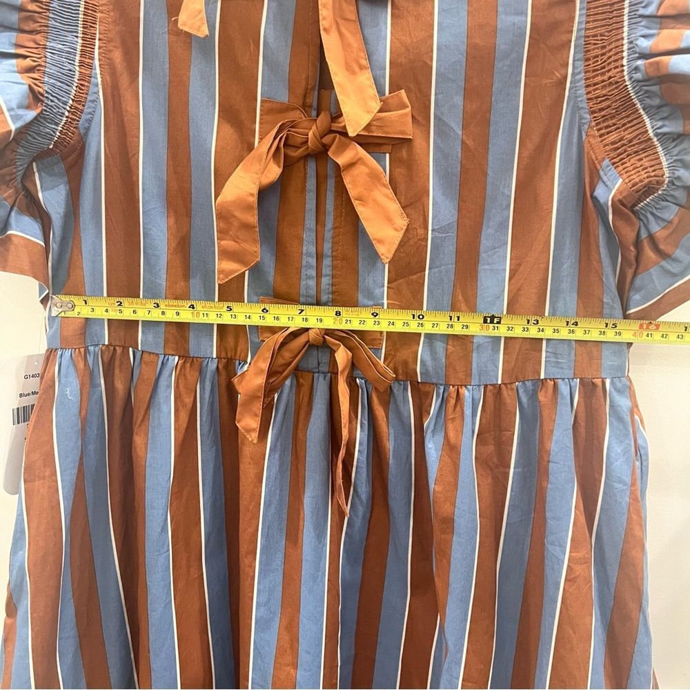 Hudson Gray Brown and Blue Striped Dress with Ruffles Medium - Picture 10 of 10